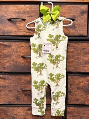 Kate Quinn vintage button tab sport jumpsuit Disney's blue pooh & tree 12-18m